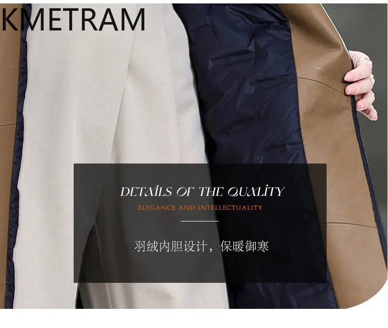 100% Sheepskin Puffer Jacket Women High Quality Long Down Coats Winter Raccoon Fur Collar Coat Womans Clothing Leren Donsjas