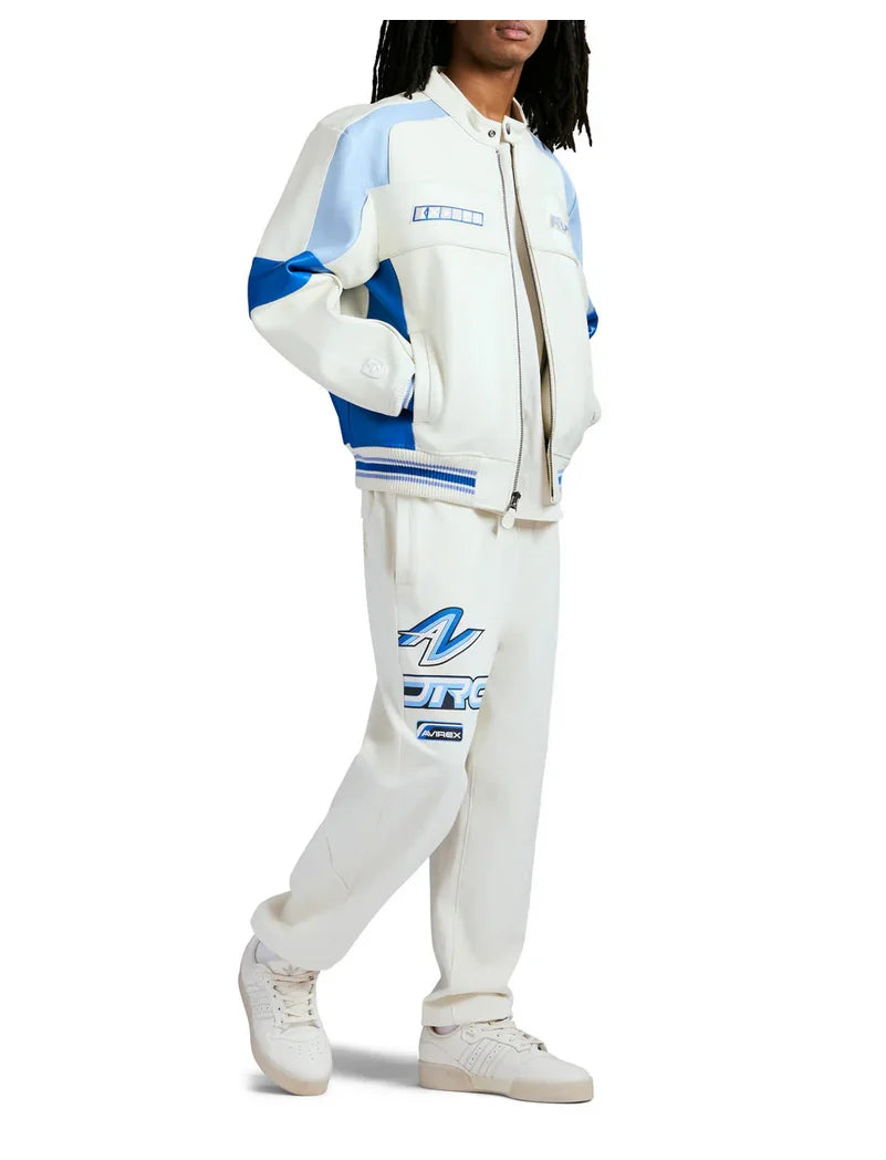 AVIREX Spring New OFF SHORE RACING JACKET European antique sheepskin jacket men's casual embroidered applique art coat tops