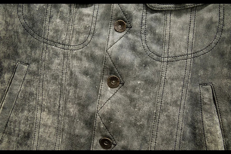 Men's Genuine Cowhide Leather Motorcycle Jacket – Stand Collar Autumn Winter Biker Coat