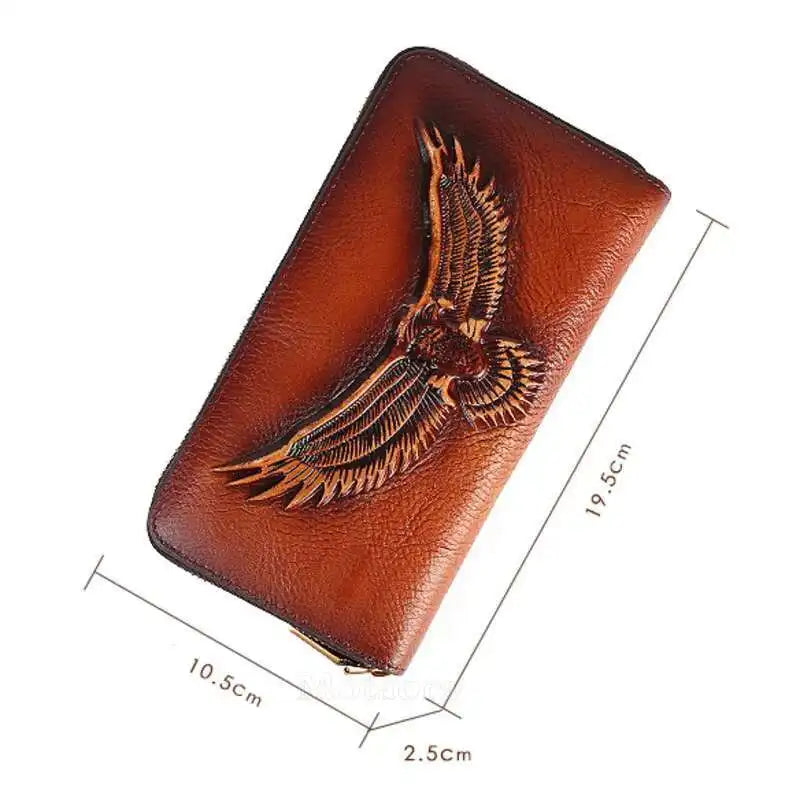 MOTAORA Genuine Leather Wallet for Men & Women Large Capacity Embossed Bifold Coin Purse with Zipper RFID Card Holder Zip Bag