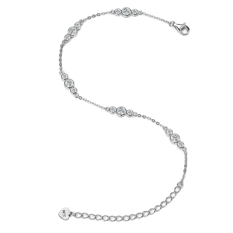 Anizw 2024 New 18k Gold Plated Bracelet 925 Silver Chain 2mm D Color Bezel Moissanite Bracelets Fashion Women's Jewelry Gifts
