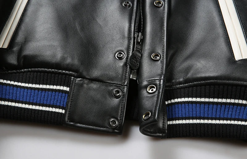 USA Size Varsity Jackets 100% European Lambskin Fashion Casual Baseball Jersey Chenille Embroidered Patch Genuine Leather coat