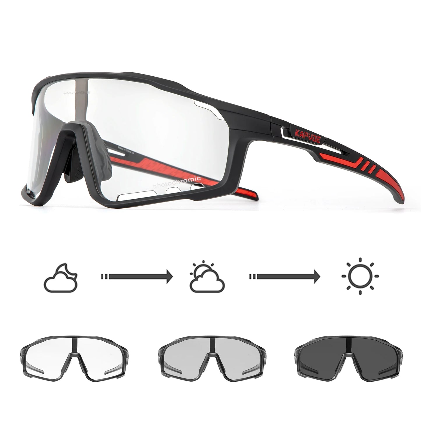 Kapvoe Outdoor Photochromic Sunglasses Anti-fog Cycling Glasses Bike Bicycle Men Women Sports Hiking MTB UV400 Anti-fog Goggles