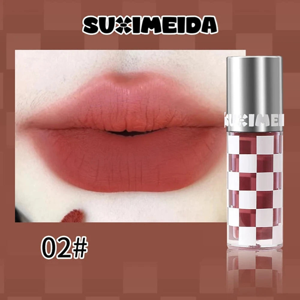Punk Dark Red Lip Gloss Waterproof Lasting Matte Lipstick Smoky Nude Purple Matte Lipstick Natural Chocolates Lip Tint Makeup