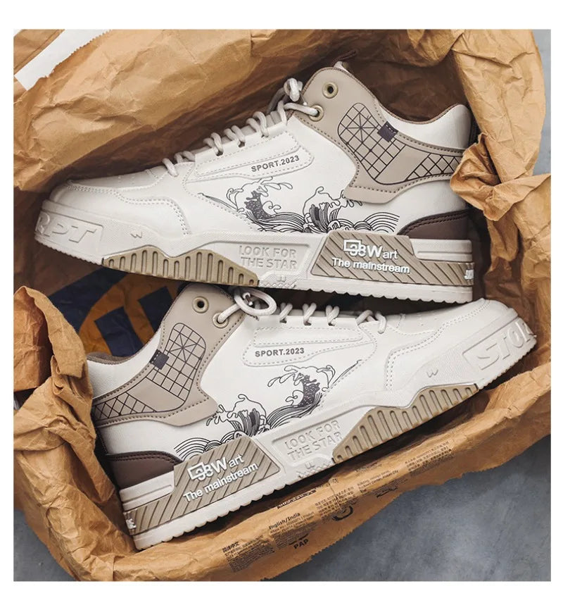 StridePro™ High-Top Leather Sneakers – Lightweight Breathable Casual Running Shoes