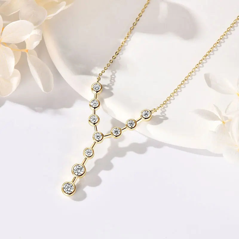 Lnngy 4mm&3mm Moissanite Pendent Necklace 925 Sterling Silver Fashion Sexy Y-Shaped Necklaces for Women 2025 Party Jewelry Gift
