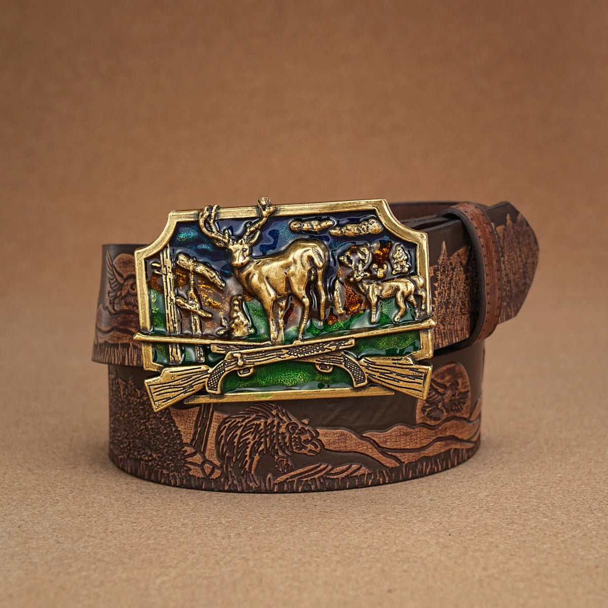Unisex Retro Western PU Leather Belt with Metal Buckle