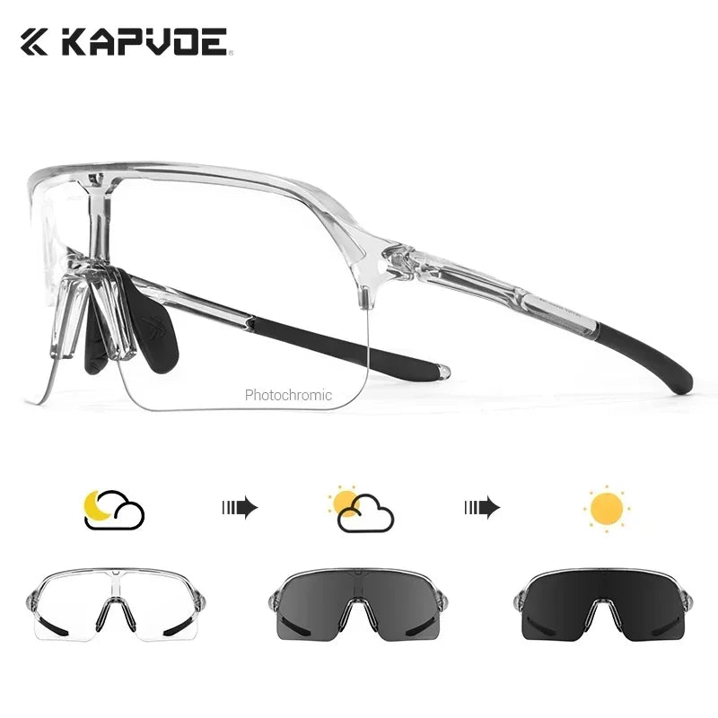Kapvoe Photochormic Sunglasses Cycling Glasses Women UV400 for Men Casual Glasses Running Baseball MTB Outdoor Eyewear