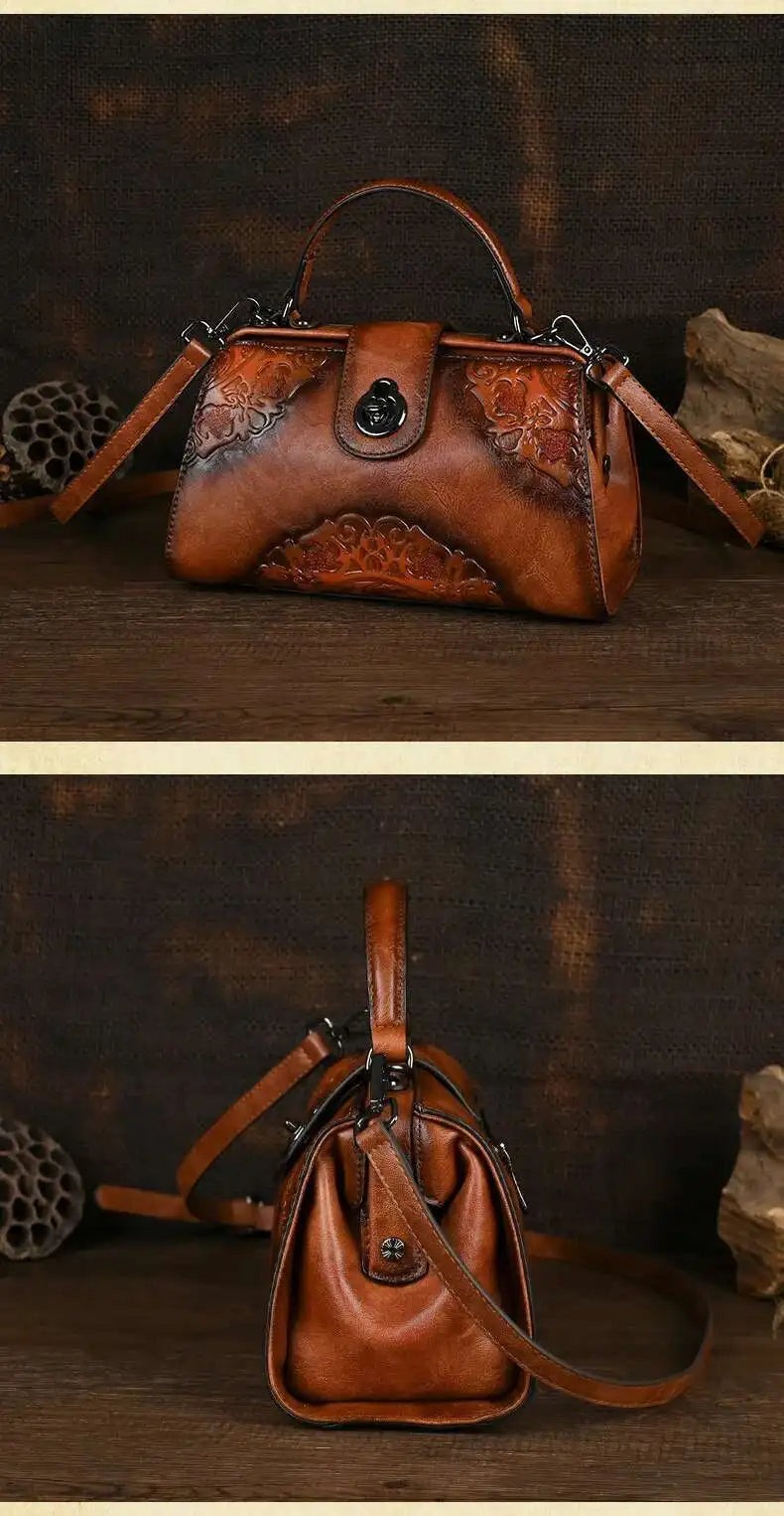 MOTAORA Vintage Embossed Handmade Designer Women's Leather Shoulder & Crossbody Bag Luxury Female Purse 2025 NEW