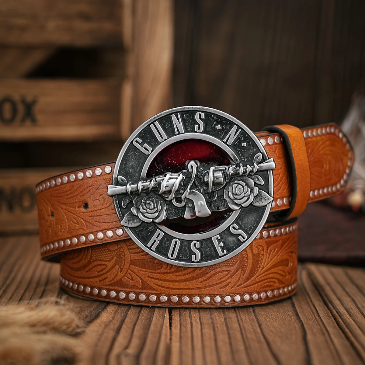 Men - Women - Western Denim - pu leather - Belt - Vintage jeans with floral carved buckle belt