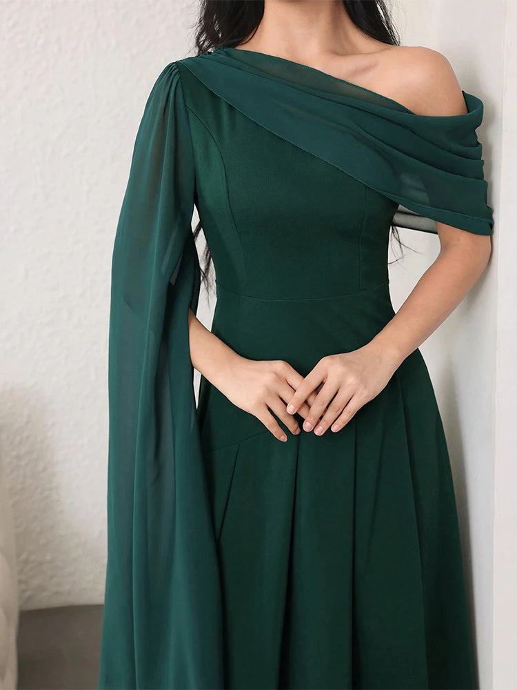 Rafiah Women's Summer Dress 2025 Elegant Asymmetrical Solid Color Long Sleeve Patchwork Mesh Dress Party Dresses