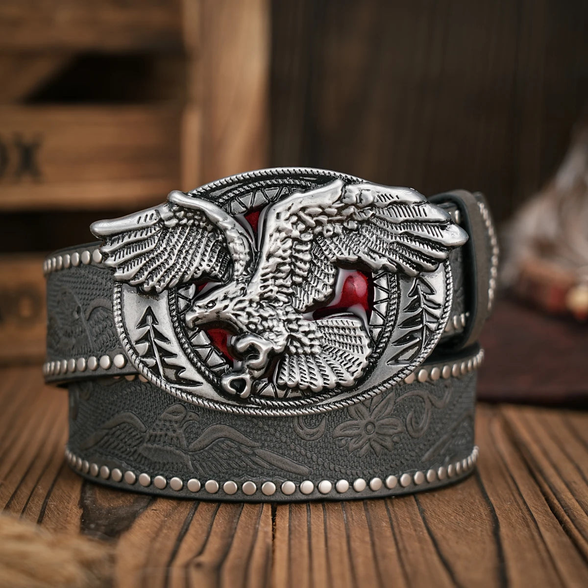 Men - Women - Western Denim - pu leather - Belt - Vintage jeans with needle buckle brown belt