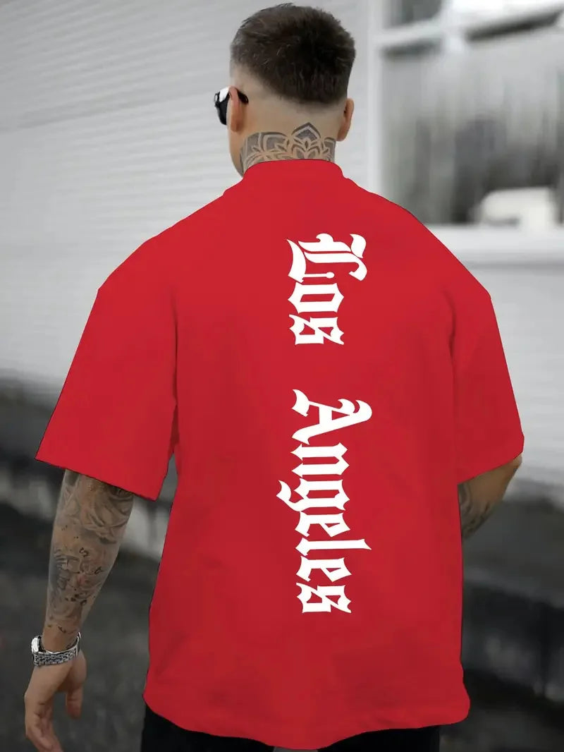 Men’s Summer 100% Cotton Casual T-Shirt Los Angeles Graphic Print | Loose Fit | Breathable Comfort