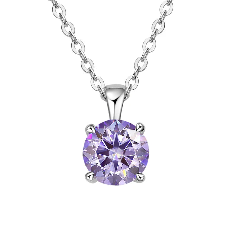 JoyceJelly Classic Four Prong 1ct Moissanite Necklace Women's 925 Sterling Silver Plated 18k Gold Pendant Luxury Fine Jewelry