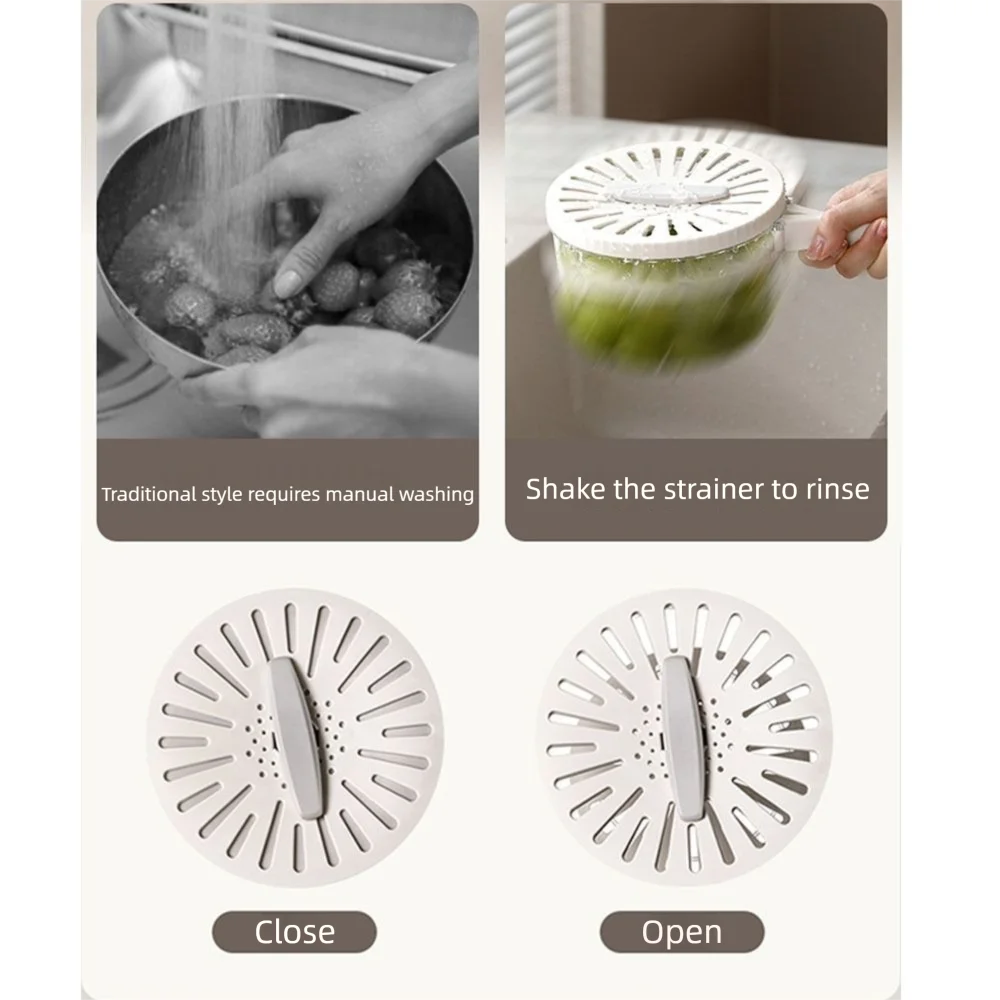 Folding Handle Rice Washing Drain Basket 2 In 1 with Lid Fruit Vegetable Washing Bowl Plastic Multi-function