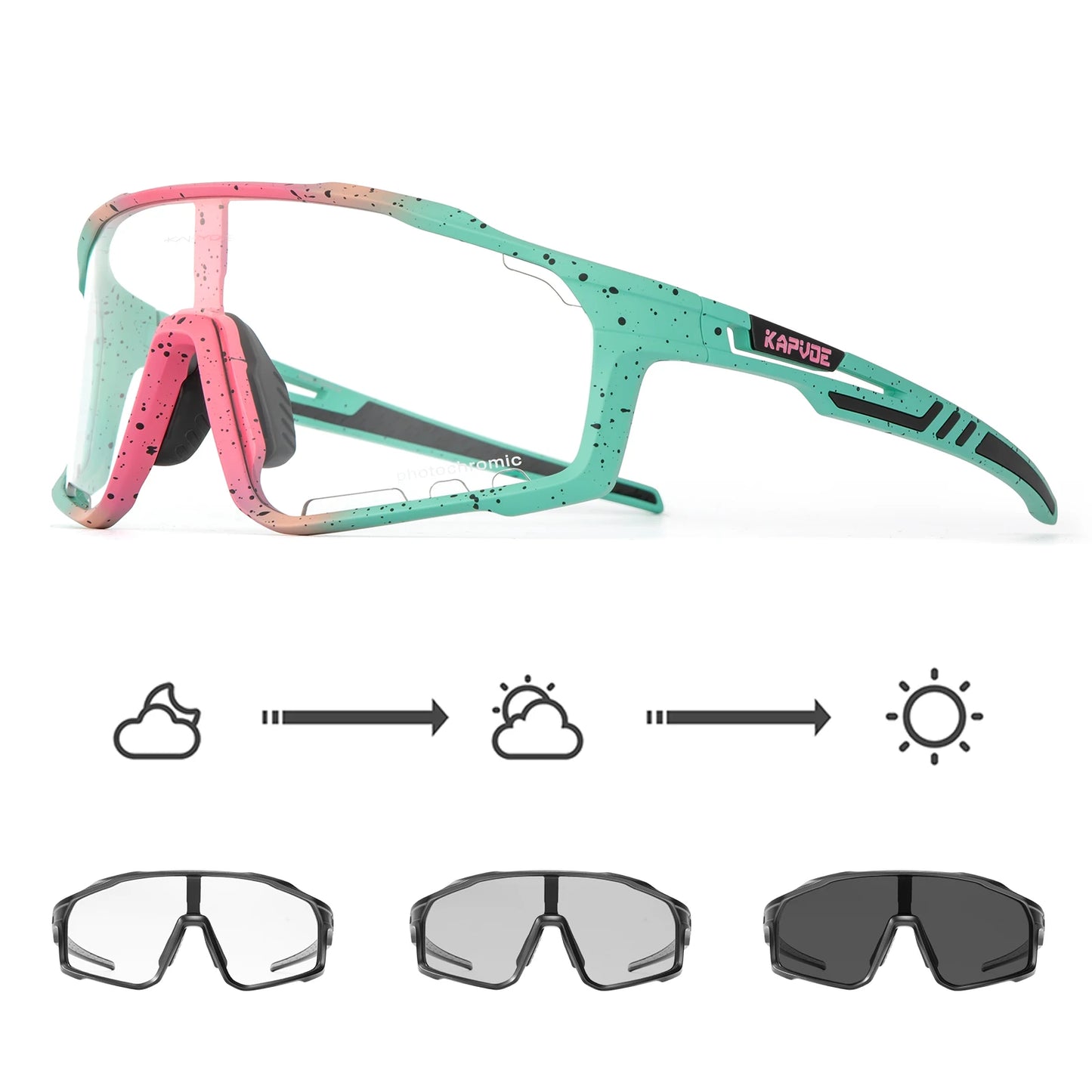 Kapvoe Outdoor Photochromic Sunglasses Anti-fog Cycling Glasses Bike Bicycle Men Women Sports Hiking MTB UV400 Anti-fog Goggles