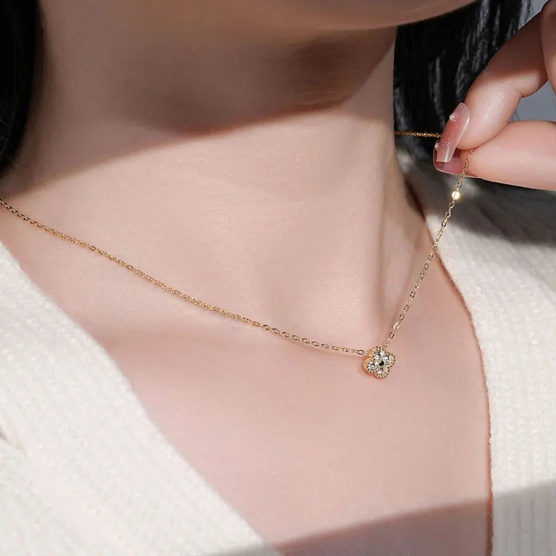 RAPRGOLD GRA Moissanite Four Clover Flower Charm Pendant Necklace Bracelet Set for Women S925 Sterling Silver Fine Jewelry Gifts
