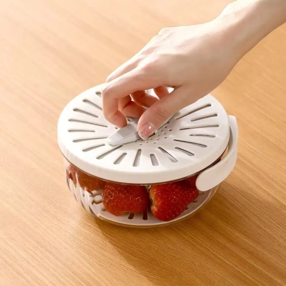 Folding Handle Rice Washing Drain Basket 2 In 1 with Lid Fruit Vegetable Washing Bowl Plastic Multi-function