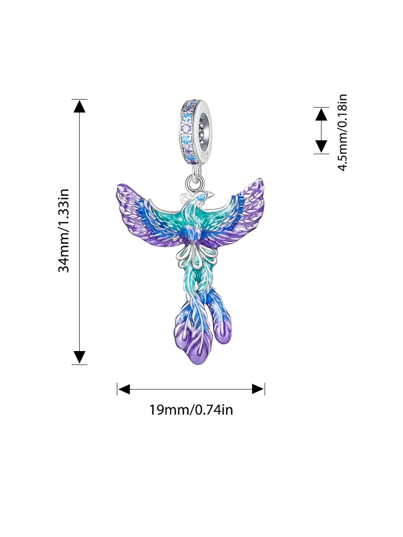 Bamoer 925 Sterling Silver Phoenix Pendant Dragon Charms Enamel Process Plated Platinuma Fit Women DIY Bracelet Fine Jewelry