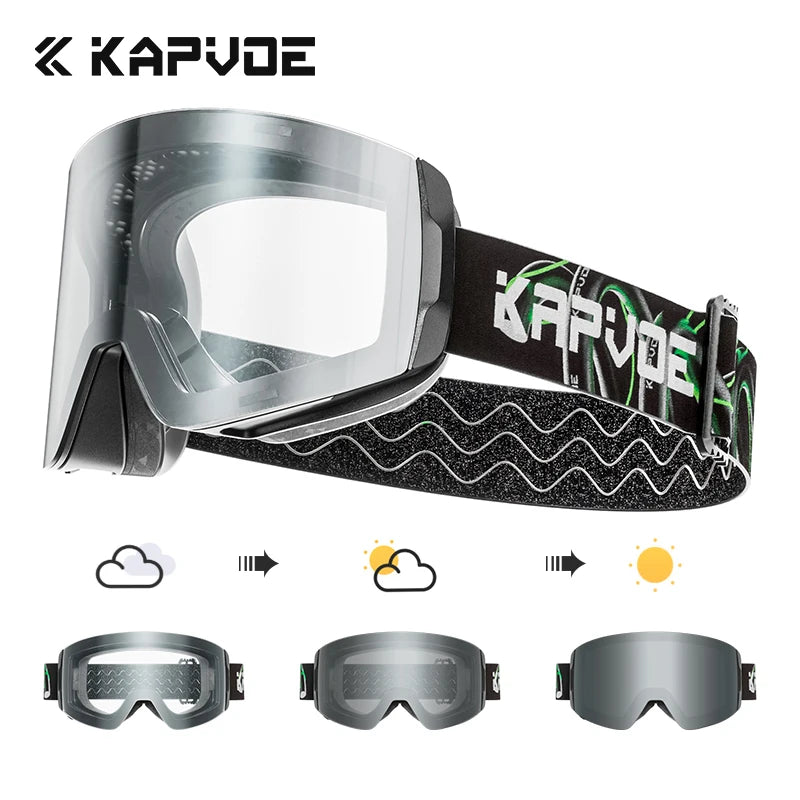 KAPVOE Winter Outdoor Ski Goggles Double Magnet Adsorpt Layers UV400 Anti-fog Coatings Snowmobile Snowboard Skiing Men Women