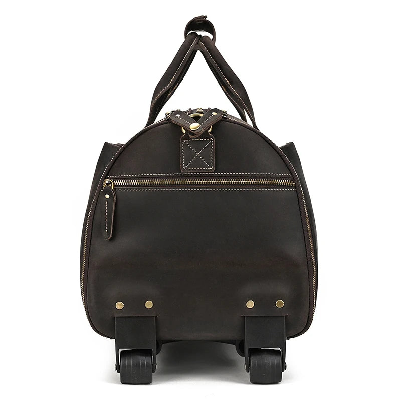 Crazy Horse Leather Folding Suit Bag Man Business Travel Bag With Shoe Pocket Clothes Cover Luggage Duffel Bag Man Bag For Suits