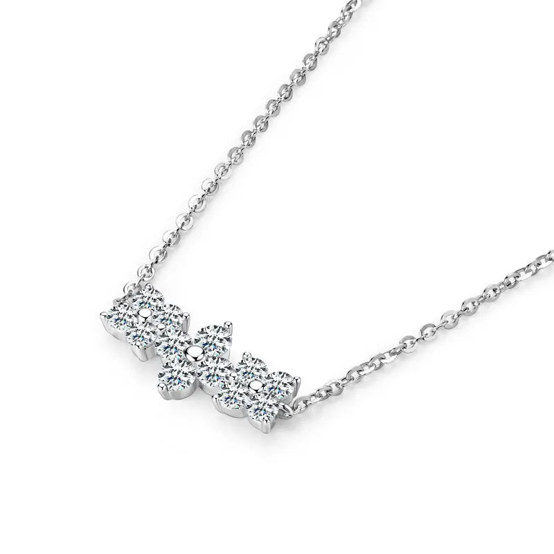 Lnngy Four-leaf Clover Moissanite Earring Pendant Necklace For Women 925 Sterling Silver Stud Earrings Lucky Flower Jewelry