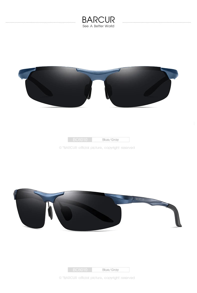 BARCUR Aluminium Magnesium Sunglasses for Men Polarized UVA&B Protection Photochromic Ultralight Sun Glasses Sports Eyewear