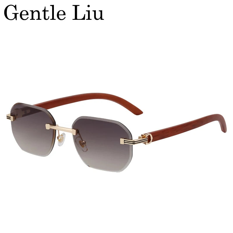 Vintage Square Rimless Sunglasses – 2025 Luxury UV400 Anti-Blue Light Eyewear for Men