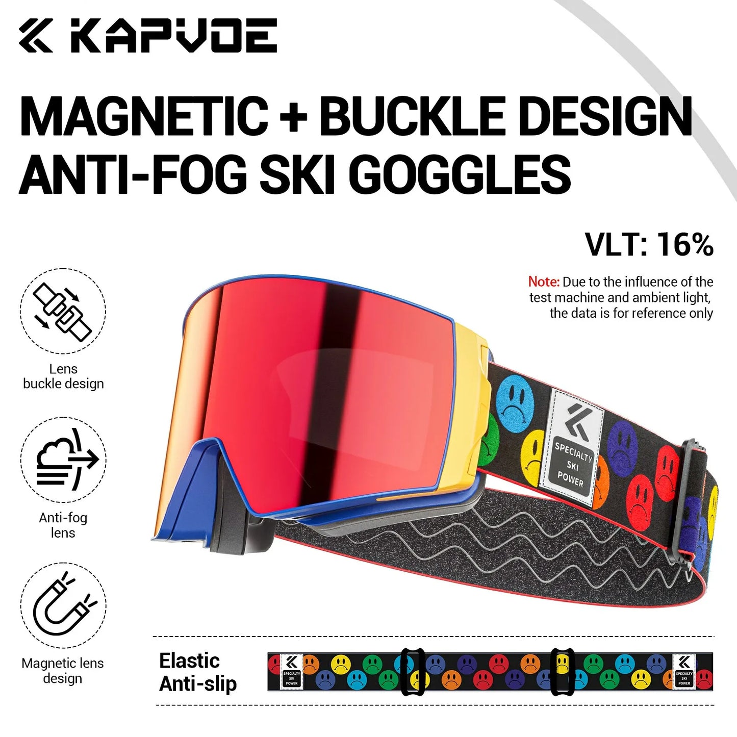 KAPVOE Photochromic Ski Snowboard Mask Goggle Men UV400 Protection Women Glasses Magnetic Attraction Anti-Fog Skiing Goggles