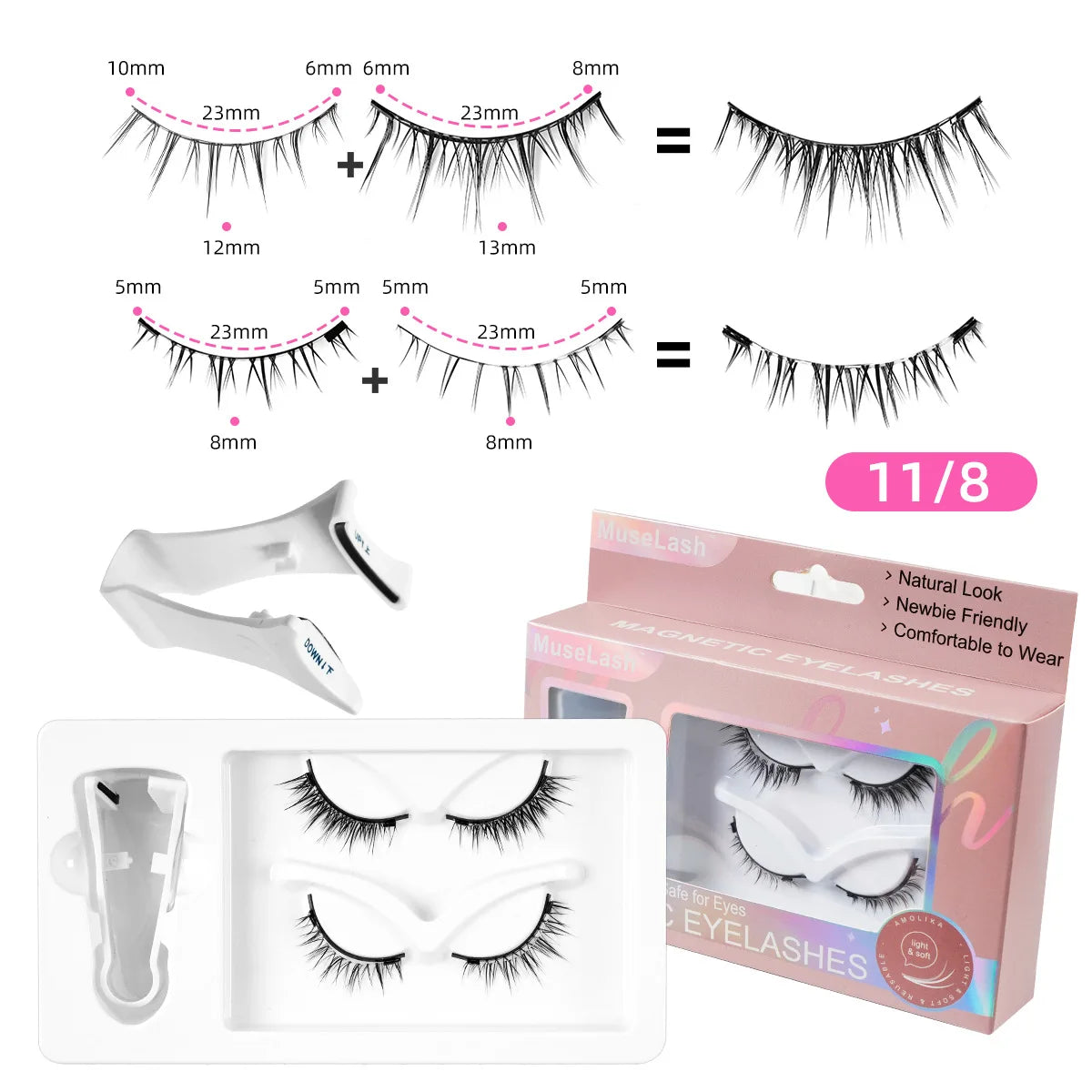 Magnetic False Eyelashes No Glue Needed - 3D Mink Eye Lashes Dramatic & Natural Look, Reusable Strip Lash Set