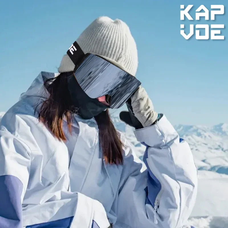 KAPVOE Winter Outdoor Ski Goggles Double Magnet Adsorpt Layers UV400 Anti-fog Coatings Snowmobile Snowboard Skiing Men Women