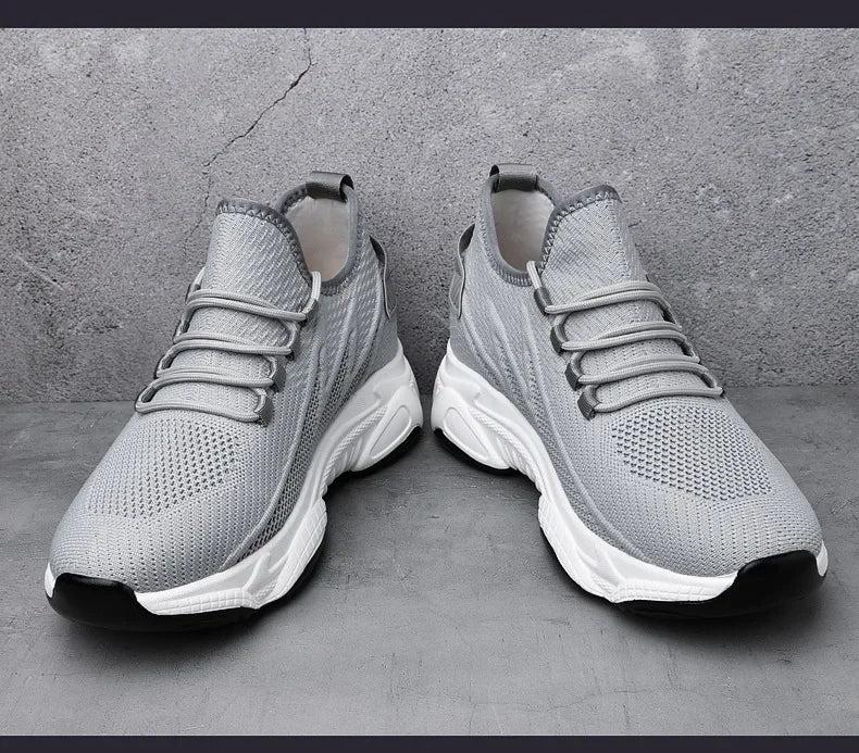 Invisible Heightening 8CM Men's Running Shoes Low Heel Soft Bottom Casual Sports Shoes Breathable Mesh Inner Lining EVA Insole