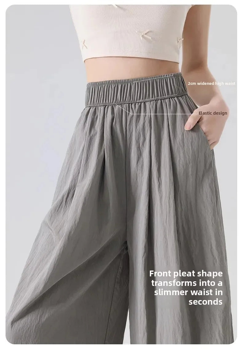 Ice Silk Wide Leg Pants Women's Summer Thin Drape Casual Japanese Lazy Style Long Straight Sumi Pants