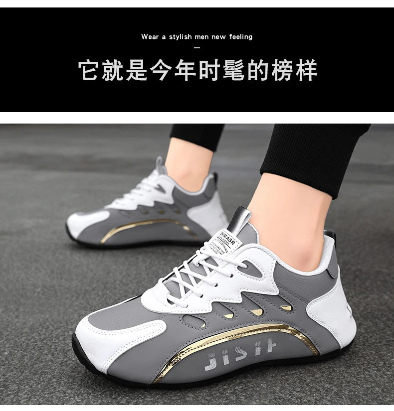 Luxury Men's Sneakers High Quality Leather Casual Shoes for Men Fashion All-match Sport Shoes Platform Comfor Men Running Shoes