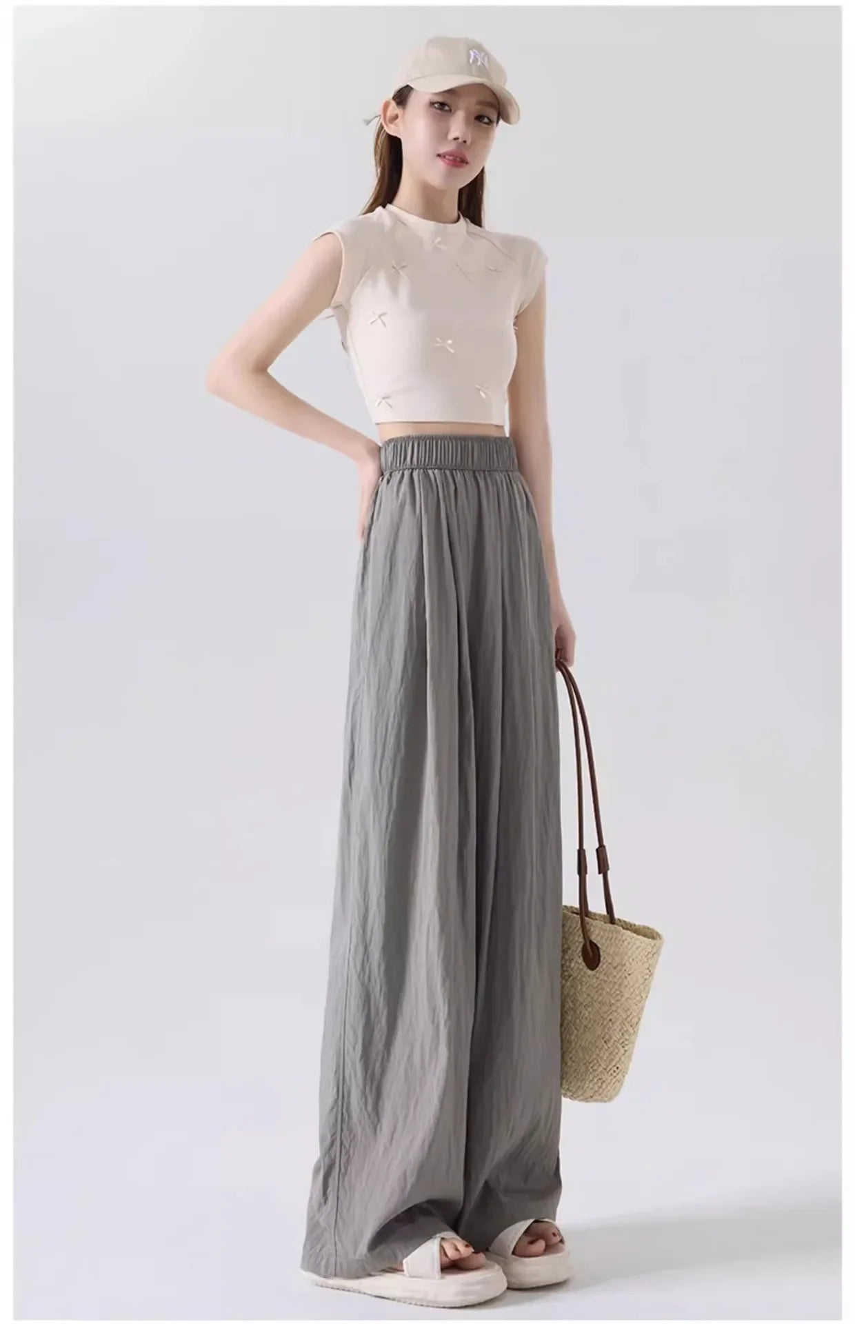 Ice Silk Wide Leg Pants Women's Summer Thin Drape Casual Japanese Lazy Style Long Straight Sumi Pants