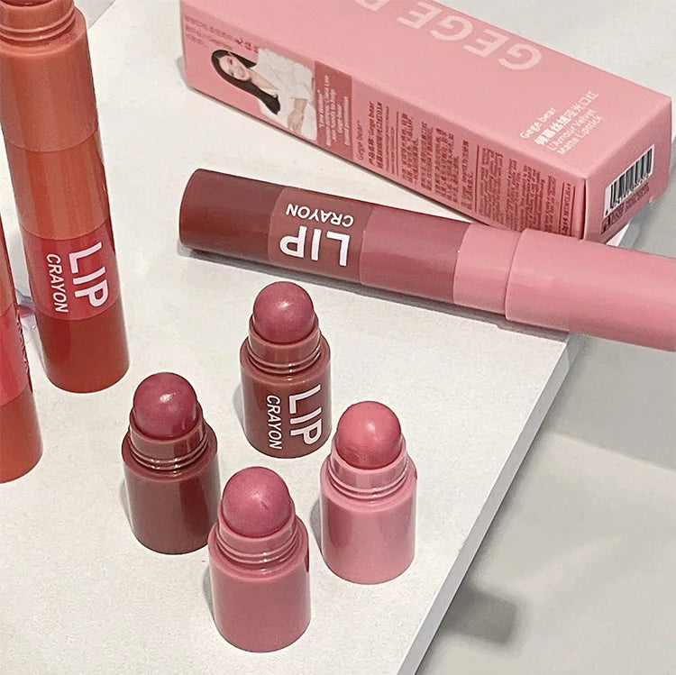 Gege Bear 4 in 1 Velvet Matte Crayon Lipstick Super Stay Makeup Pink Red Long Wear Waterpoof Non-Stick Cup Tiny Lip Stick