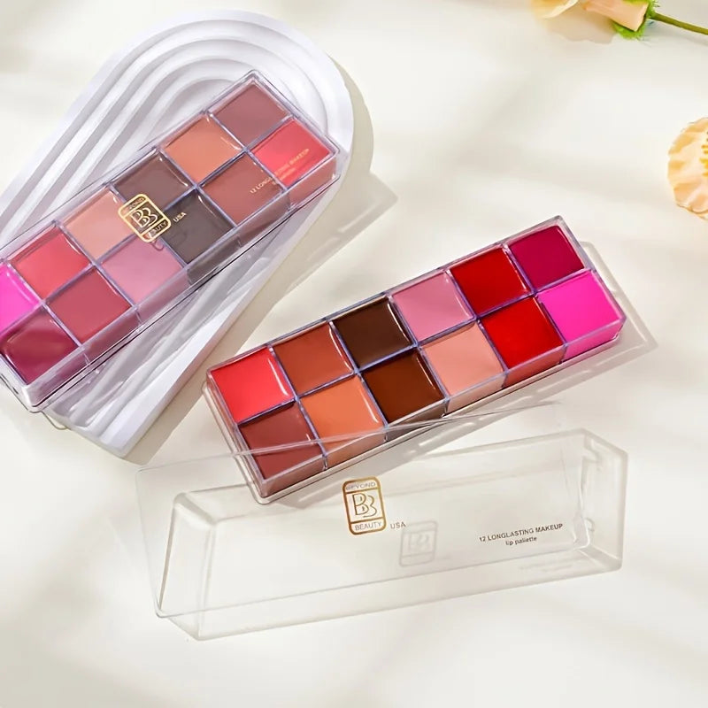12 Color Lip Gloss Palette Makeup Moisturizing Lipstick Palette, Makeup And Cosmetic For Women Valentine's Day Gifts