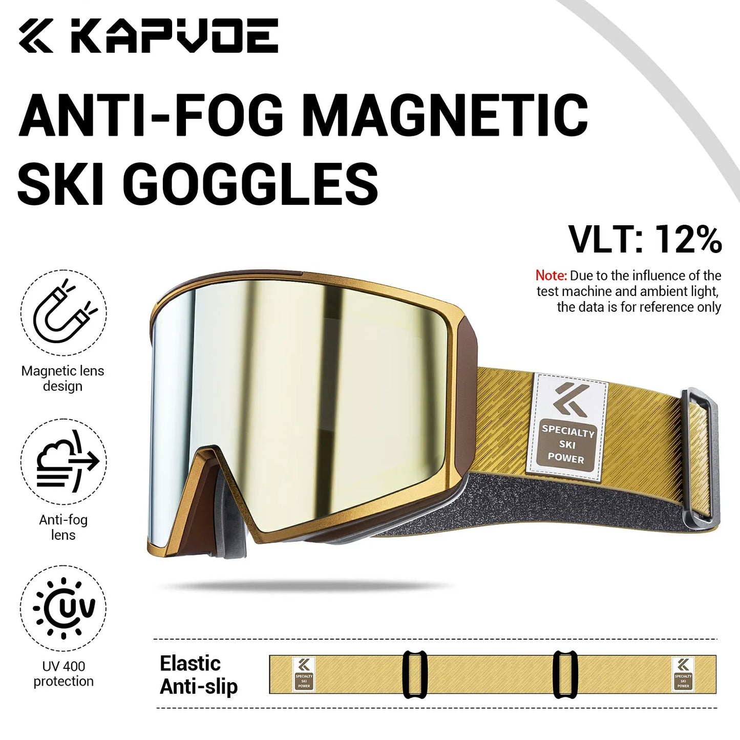KAPVOE New Ski Snowboard Mask Goggle Men Women UV400 Protection Snow Glasses Magnetic Attraction Anti-Fog Skiing Goggles Adult