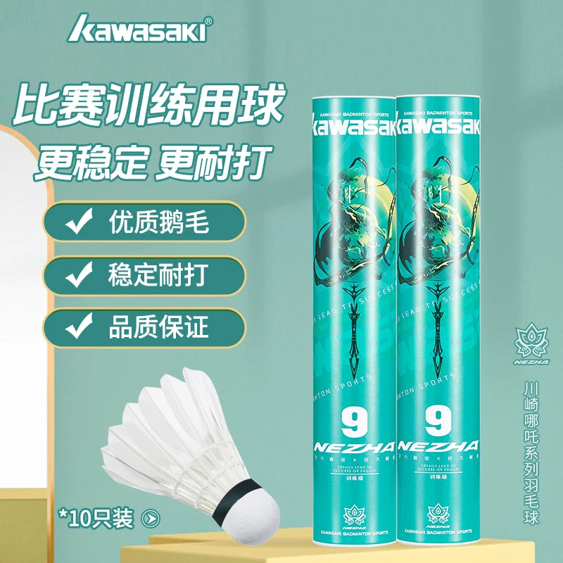 Kawasaki Shuttlecock Feather For Outdoors Daily Training Nezha No. 9 Speed 77' Durable Badminton Shuttlecock