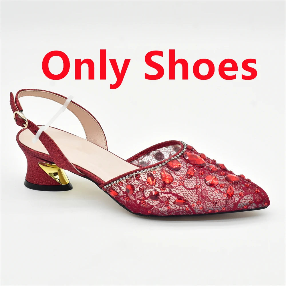 New Arrival Blue Shoes and Bags Set for Women Italian Shoe and Bag Set Designer 2025 Rhinestone Luxury Elegant Pumps for Women