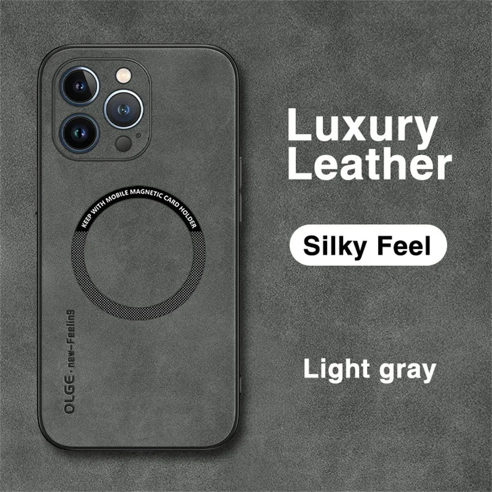For Magsafe Luxury Leather Shockproof Phone Cases For iPhone 16 15 14 13 12 11 Pro Max 16e Plus Magnetic Wireless Charging Cover