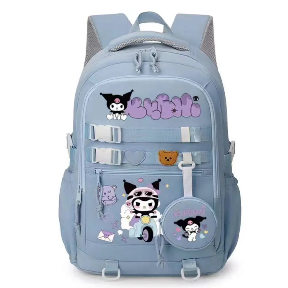 حقيبة ظهر Hello Kitty للنساء حقيبة ظهر كاجوال أنيقة لطالبات المدارس المتوسطة Melody Kuromi حقيبة مدرسية للكلاب باللون القرفة