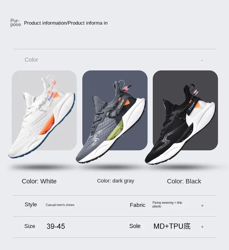 Men Casual Sneakers Running Shoes Fashion Outdoor Sneaker Fashion Sports Shoes Mesh Breathable Cushioning Basketball Footwear