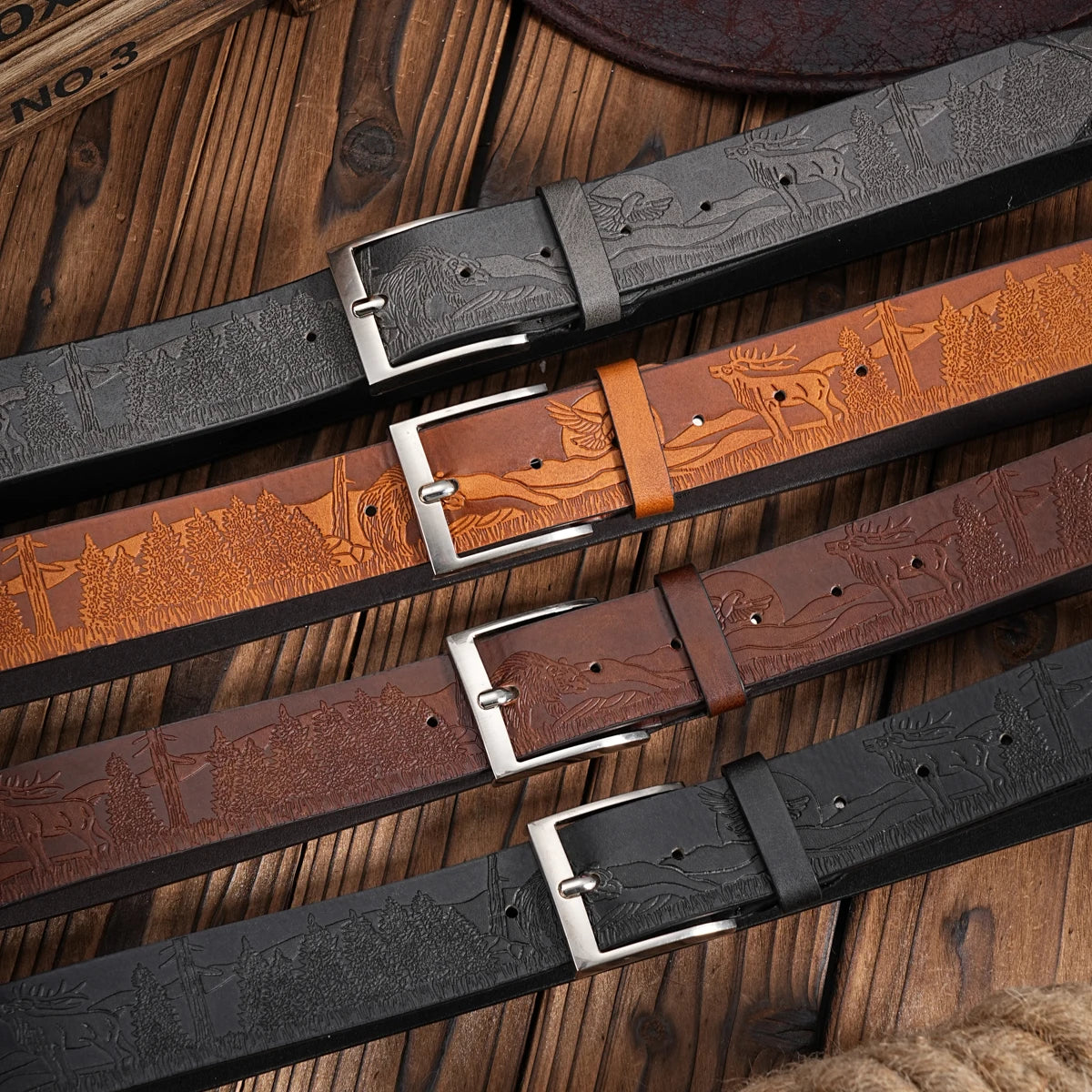 A casual, individual and retro belt, Western-style clothing accessory, metal buckle, PU belt, suitable for both men and women