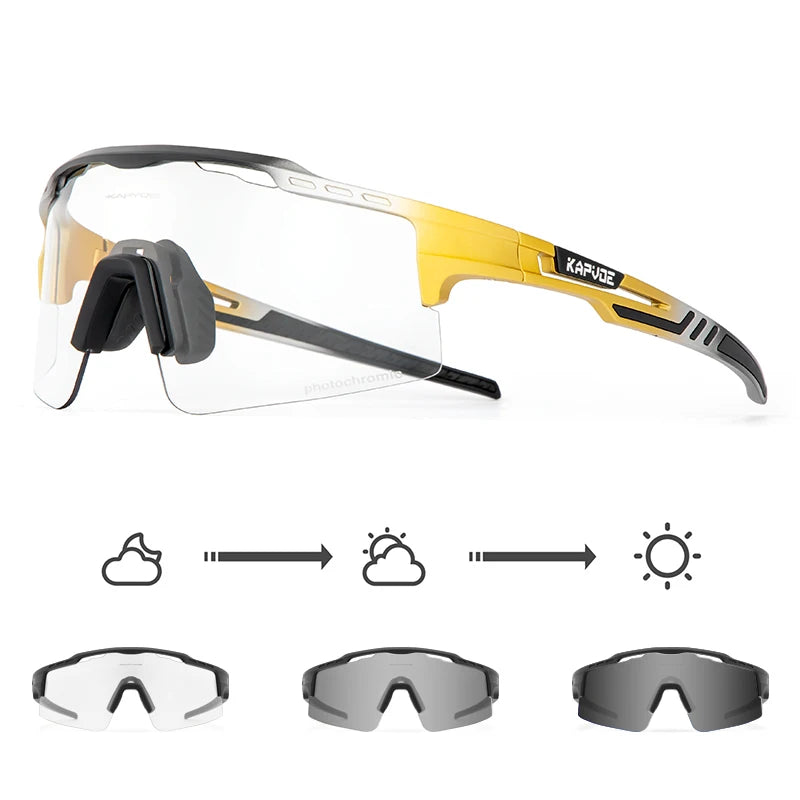 KAPVOE Photochromic Cycling Glasses Outdoor Sports Sunglasses for Man Bicycle Eyewear MTB Cycling Women Road Bike UV400 Goggles