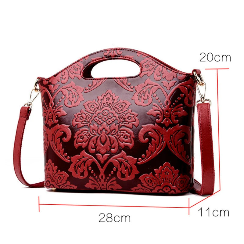 MOTAORA Women Leather Shouder Bag 2025 New High Quality Chinese Style Tote Bags Vintage Embossed Handbag Floral Retro Bag Ladies