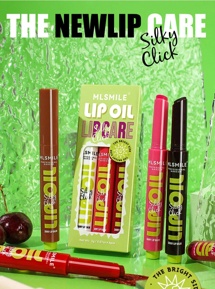 MLSMILE 3pcs/set Press Lipstick Solid Lip Gloss Long-lasting Easy Color Moisturizing Lip Gloss Pearl Mirror Lip Gloss