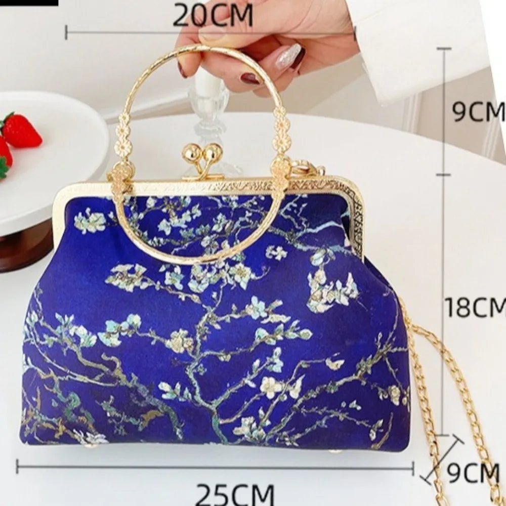 Fashion Chinese Style Banquet Bag Embroidery Pearl Handle Qipao Bag Trendy High Capacity Cosmetic Bag Women