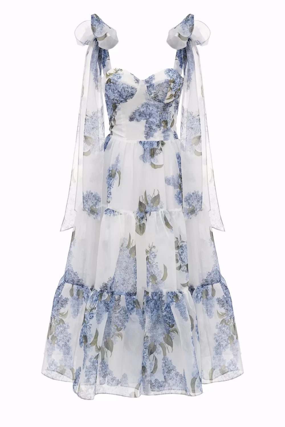 Mila White Sweetheart Neck Customized Party Dresses Sleeveless Lace-Up Flower Prom Dresses A-Line Tra-length Evening Dresses