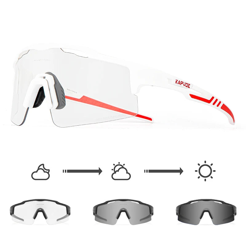 KAPVOE Photochromic Cycling Glasses Outdoor Sports Sunglasses for Man Bicycle Eyewear MTB Cycling Women Road Bike UV400 Goggles